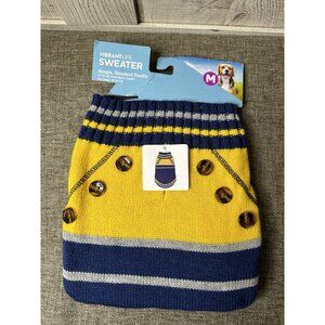 New Vibrant Life Dog Sweater Vest Blue Yellow Size Medium 20-50 lbs